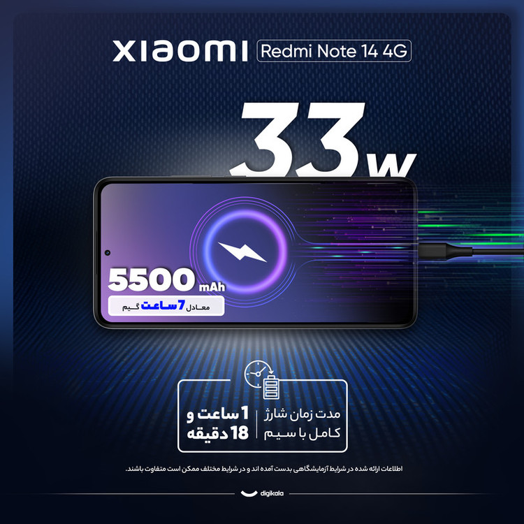 گوشی موبایل شیائومی مدل Redmi Note 14 4G دو سیم کارت ظرفیت 256 گیگابایت و رم 8 گیگابایت