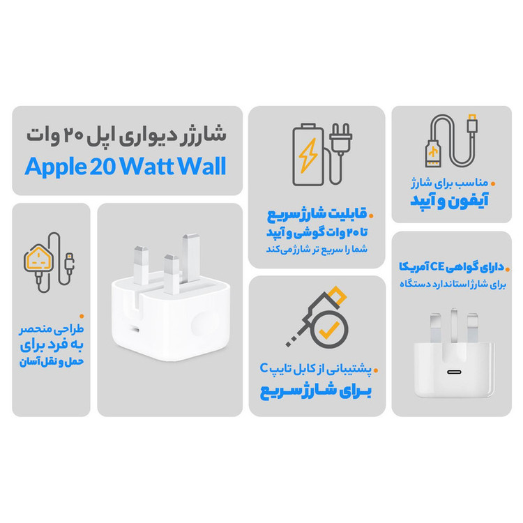 شارژر دیواری 20 وات اپل استور مدل ZP/A (ORG2025)