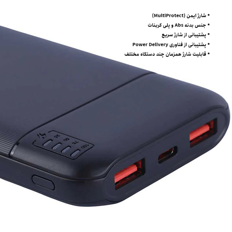 پاوربانک فست شارژ 22.5 وات یوساندا مدل Safe Journeys ظرفیت 10000 میلیآمپرساعت